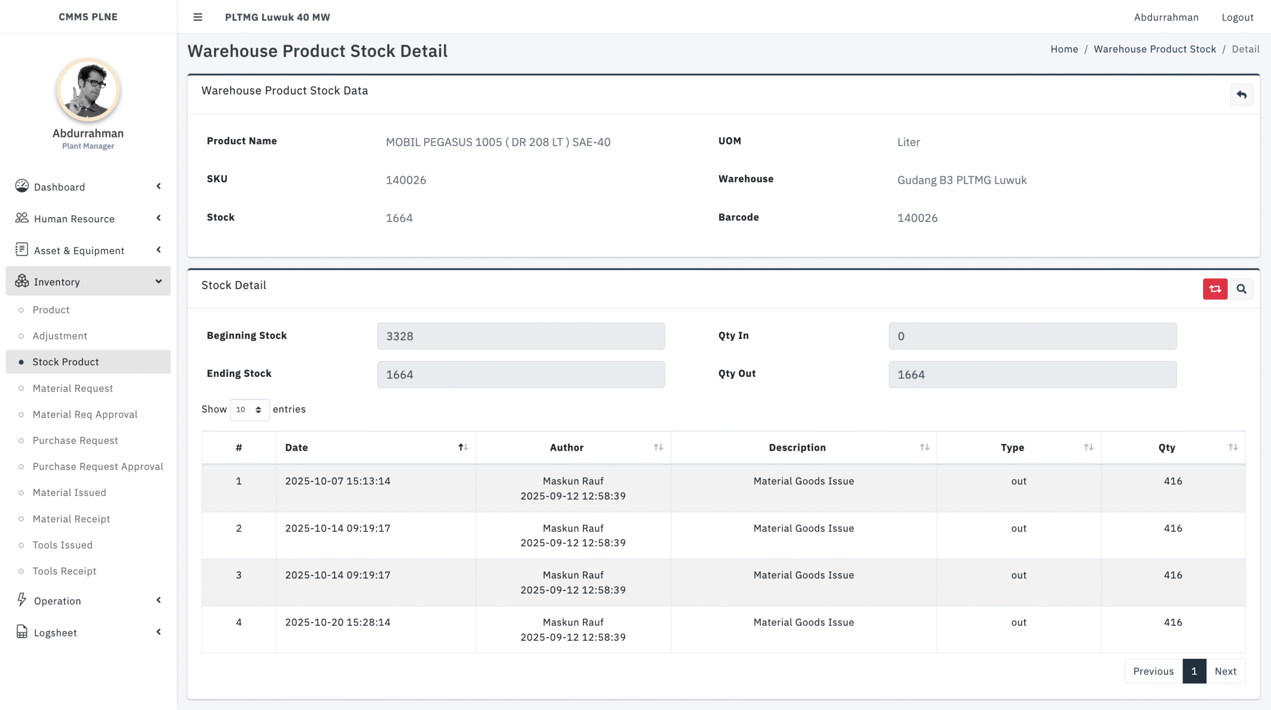 Implementasi CMMS pada PLTMG 40 MW Luwuk - Inventory Mutasi Stok (1)